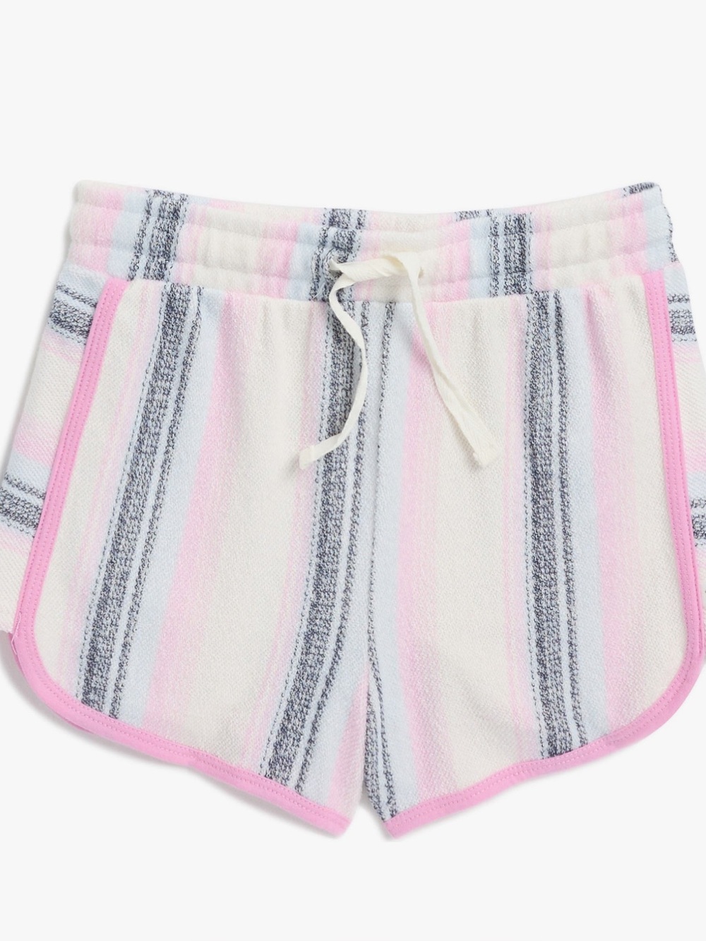 Roxy Cream Terry Shorts with Pink & Gray Stripes